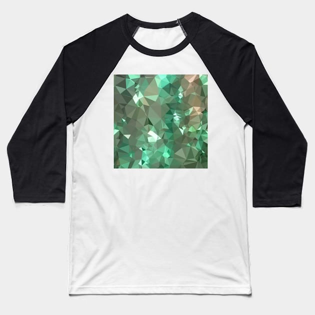 Caribbean Green Abstract Low Polygon Background Baseball T-Shirt by retrovectors